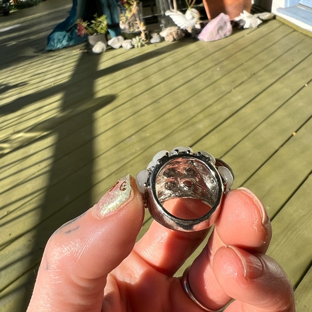 NEW silver plated fire opal statement ring - Picture 5 of 13